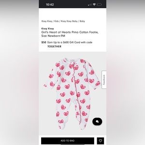 Kissy kissy heart zip up with footies